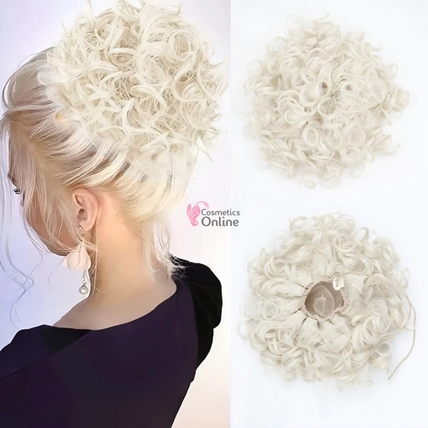 Coc modern din par artificial cu elastic W80360 Alb (White) - NEW